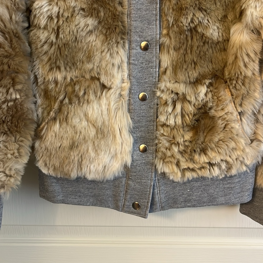 NSF Women’s Faux Fur Jacket - Tan and Gray - Picture 3 of 8